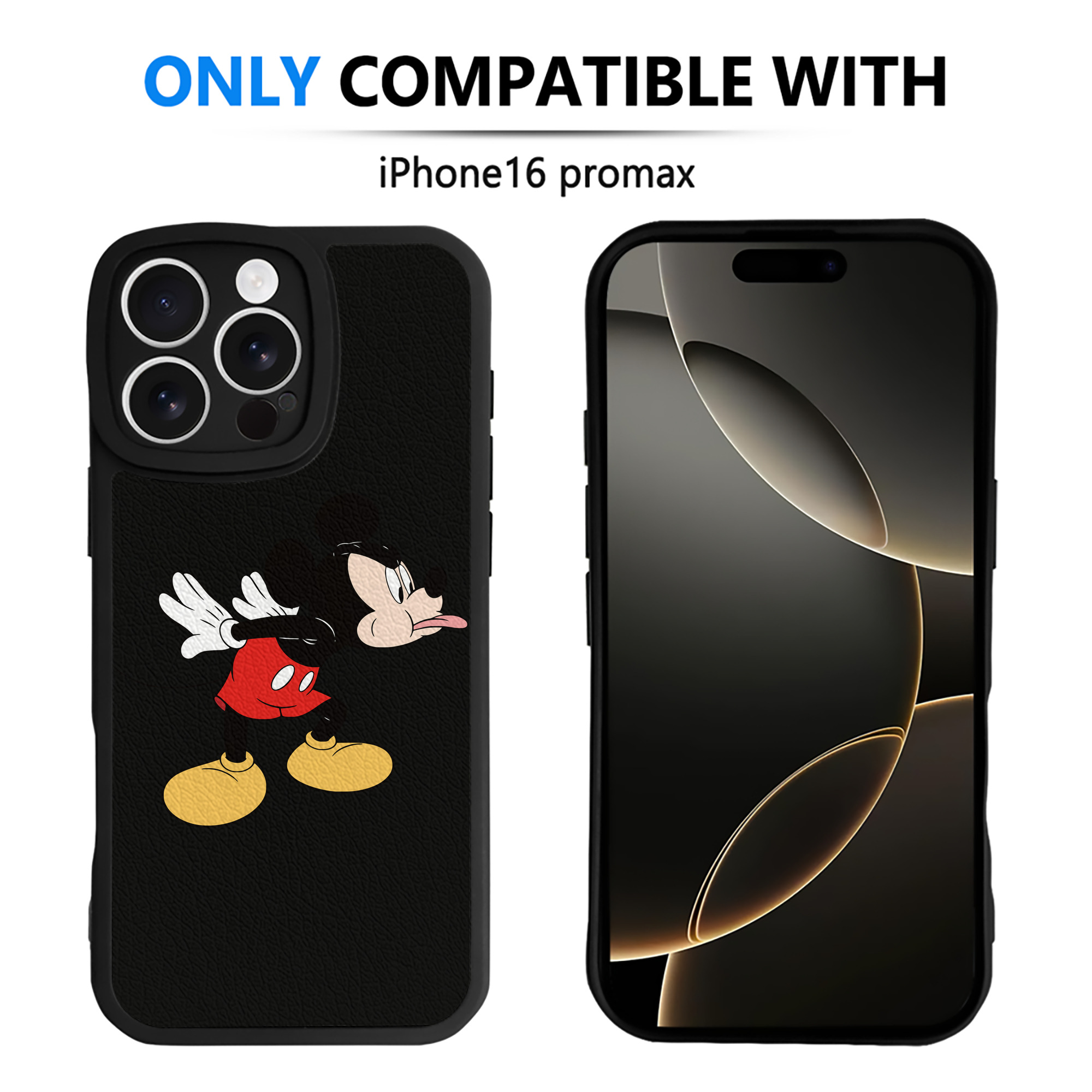 （画像用） ミッキーマウス Mickey Mouse 【iPhone 16シリーズ対応】シリコンスマホケース（レザー調） 材質：シリコン